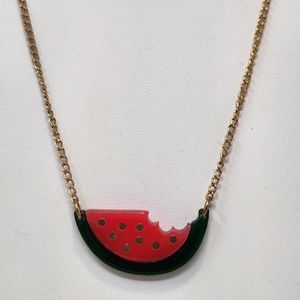 Meri Meri Watermelon Gold Tone Chain Necklace Acrylic Fruit Pendant Summer